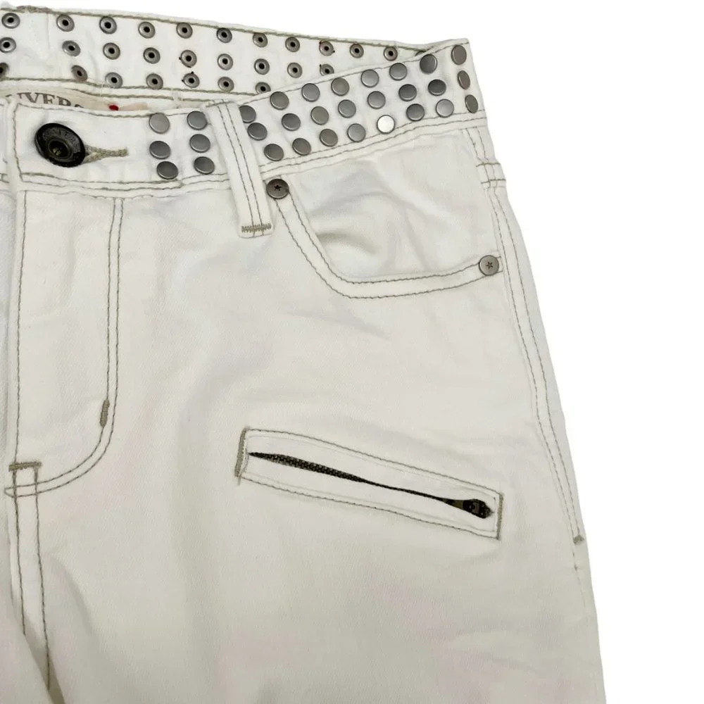 John Varvatos X Converse Men’s Chuck’s Skinny Leg Studded White Jeans 27x30”